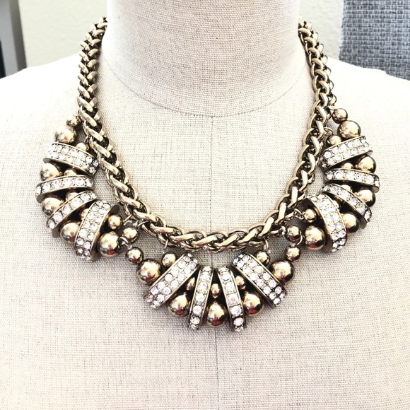 Banana Republic Crystal Brass Regency Necklace NWT - Picture 5 of 6